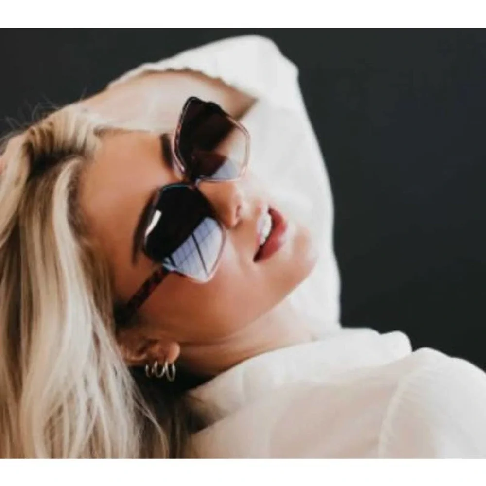 Large Oversized Pink Hexagon Frame Statement Sunglasses
